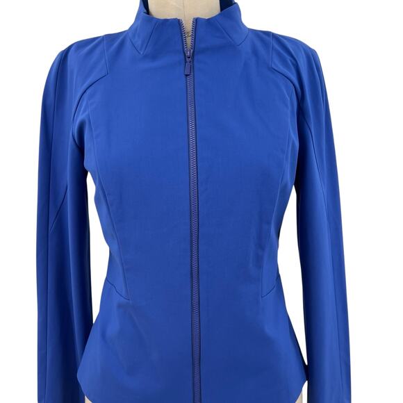 Lafayette 148 New York‎ Blazer Jacket Zip Front Cotton Blend Blue Size 2 - Picture 3 of 11